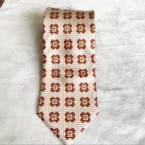 Ermenegildo Zegna Rust Taupe Geo Flower Burst Print Silk Tie